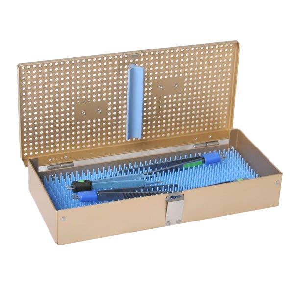 00-1105F — 5"x10.5"x2" Microsurgical Instrument Sterilization Case - Full Pin Mat